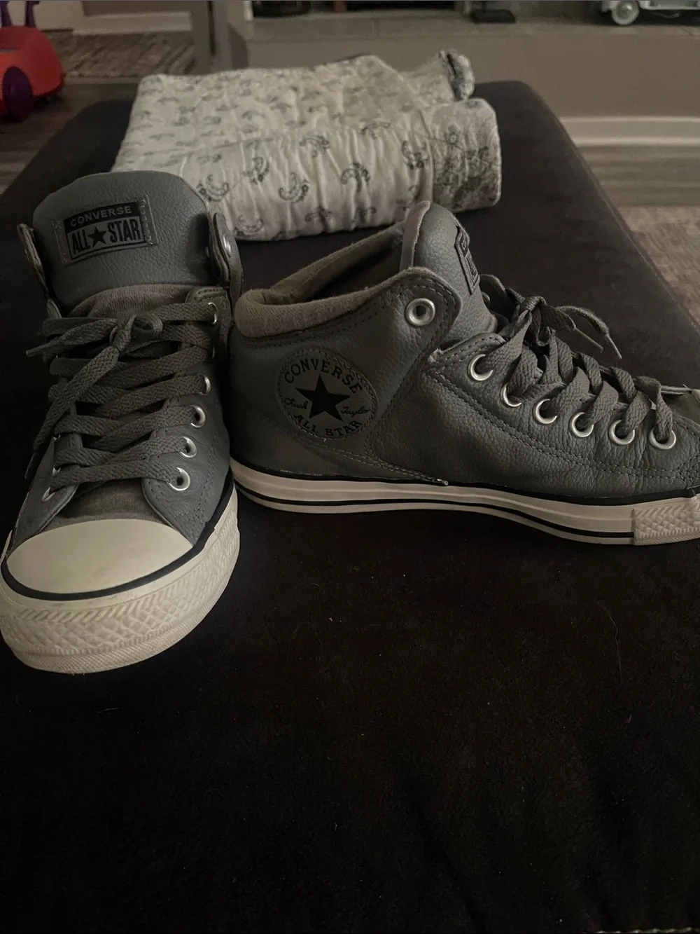 Converse Gray Leather High-Top Sneakers - Picture 1 of 3